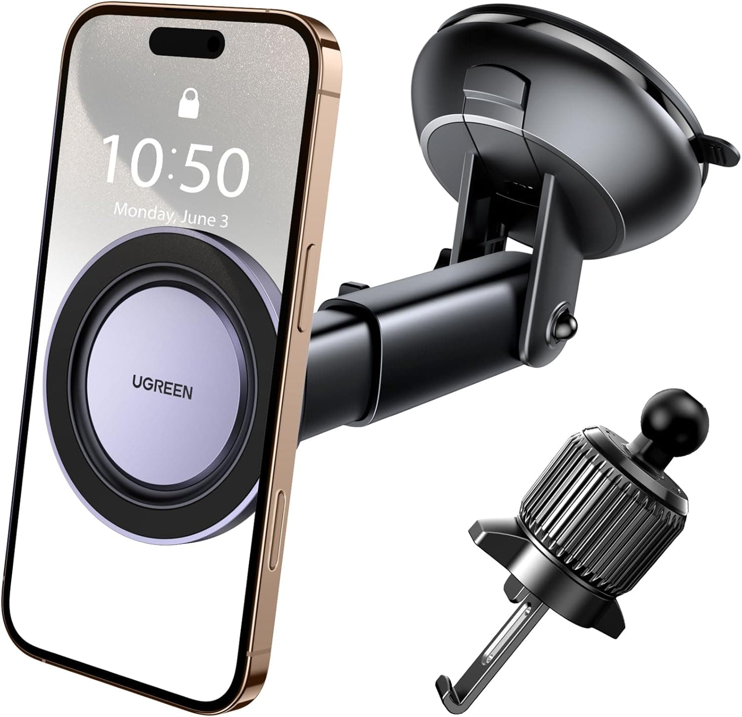 UGREEN Support magnétique voiture 2 en 1 pour iPhone et Galaxy 📱