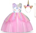 Thumbnail principal de URAQT Robe Licorne enfant princesse pour fêtes 👗