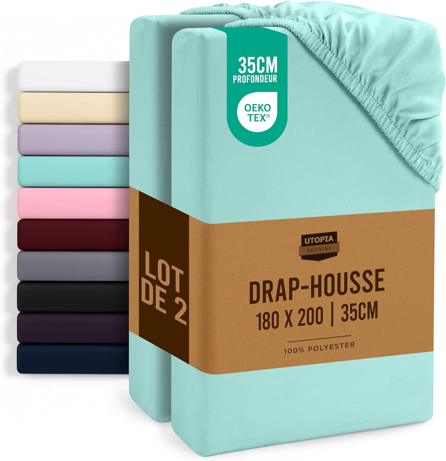 Utopia Bedding Draps housses 180 x 200 cm, 35 cm 🛏️