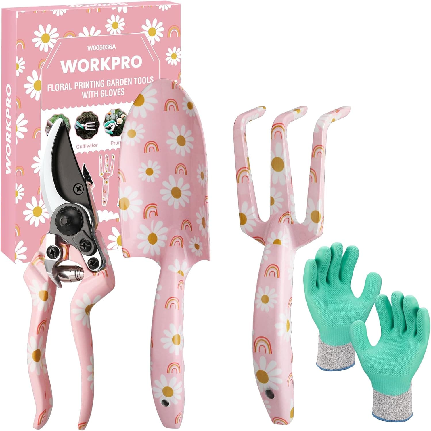 WORKPRO Ensemble d'outils jardin 4 pièces, inox 🌿