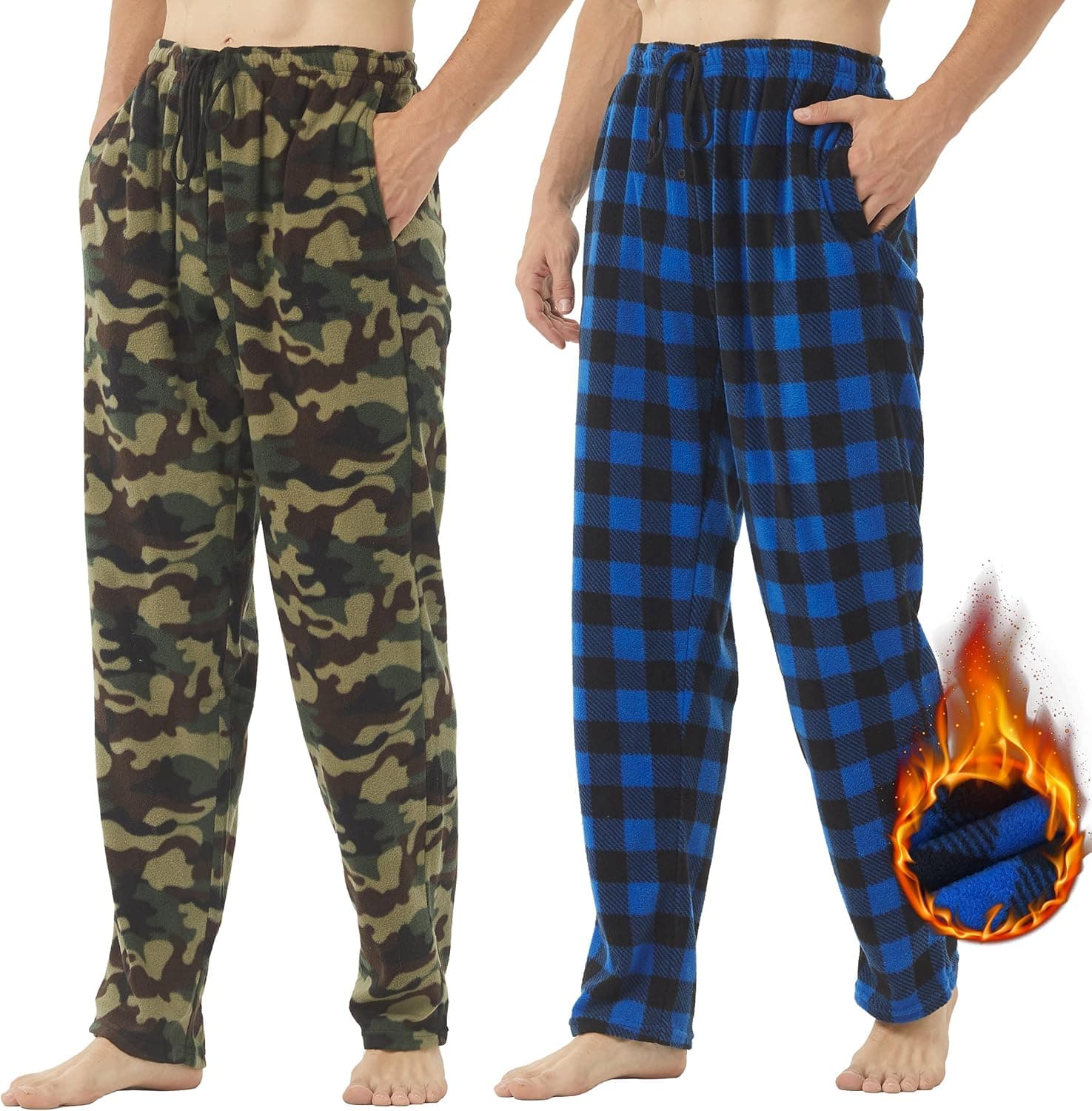 YUSHOW Lot de 2 Pantalons de Pyjama Homme polaire à carreaux 🛏️