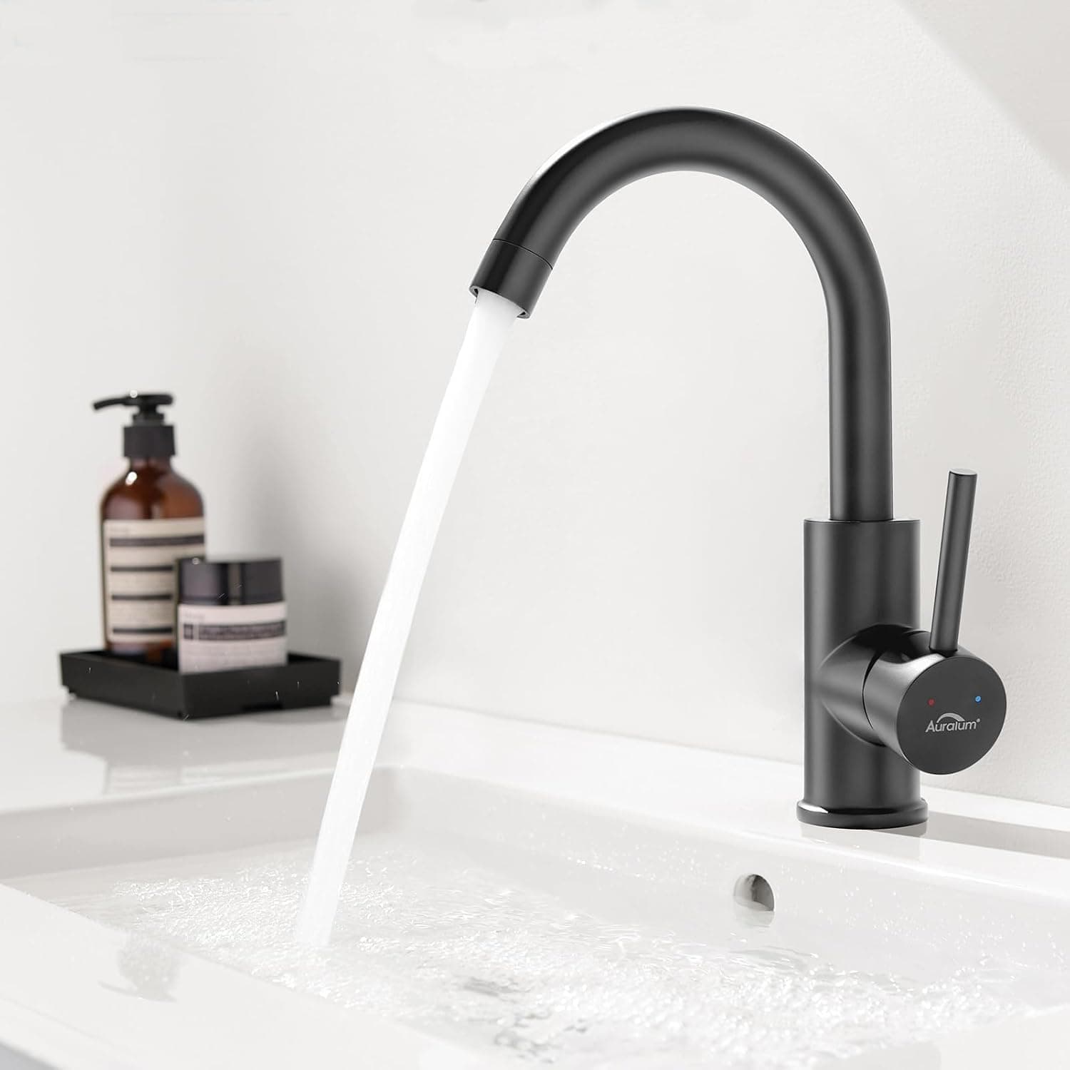 Auralum Rubinetto lavabo monocomando girevole 360° 60 cm 🚰