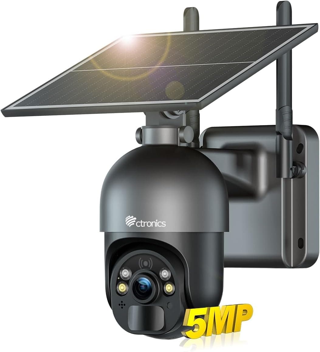 Ctronics 5MP Telecamera WiFi esterna 6W pannello solare 📷