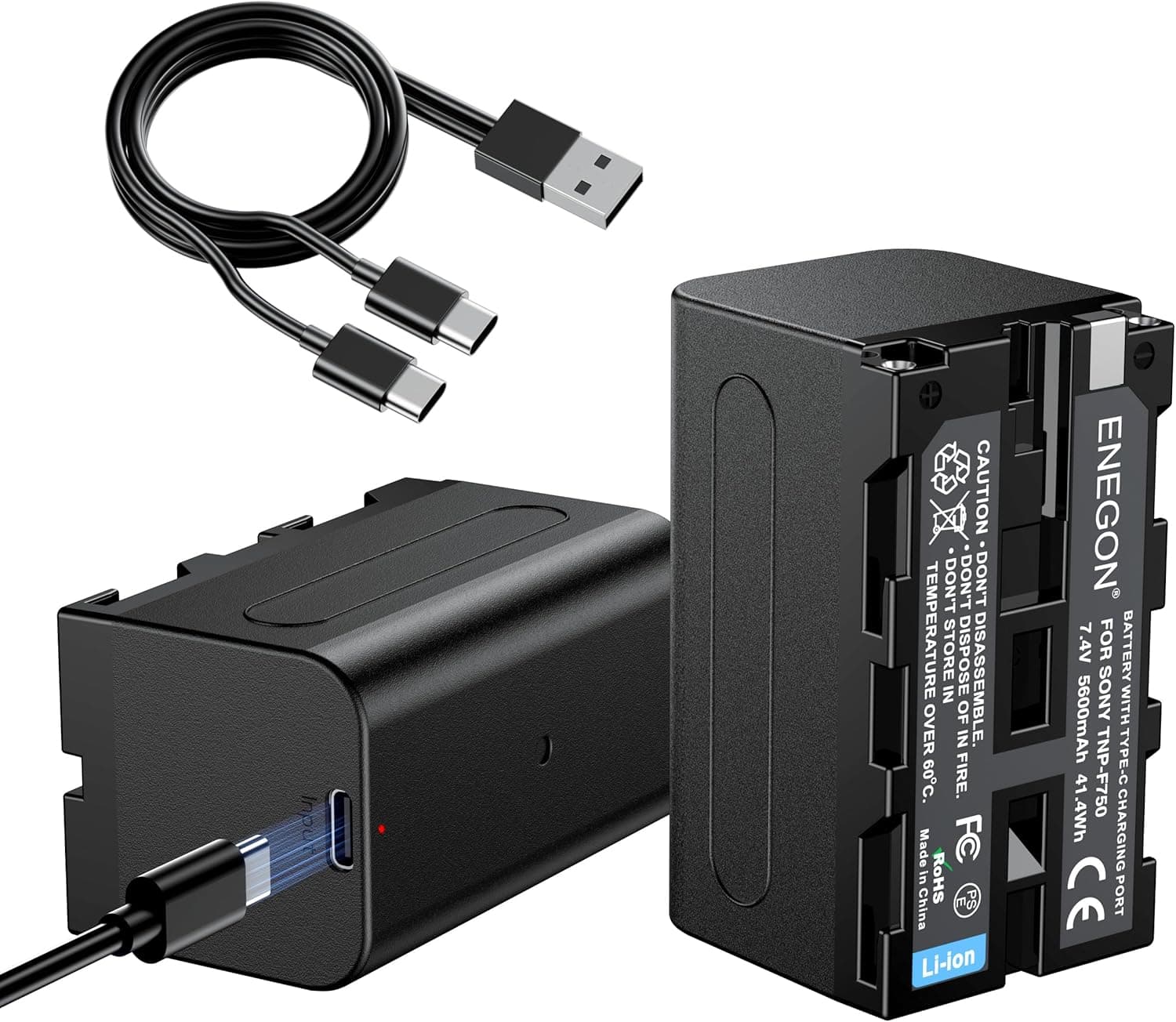 ENEGON NP-F750 5600mAh batteria di ricambio USB-C per videocamere 🔋