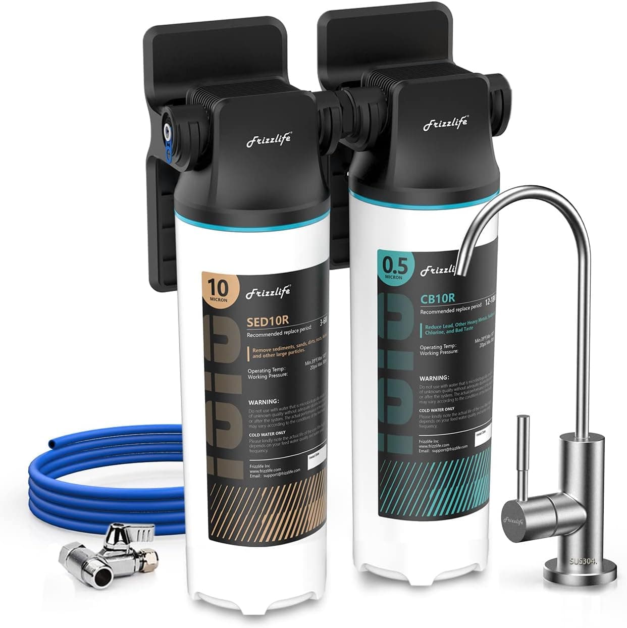 Frizzlife DW10F sistema di filtraggio acqua sotto lavello con rubinetto in nichel spazzolato 🚰