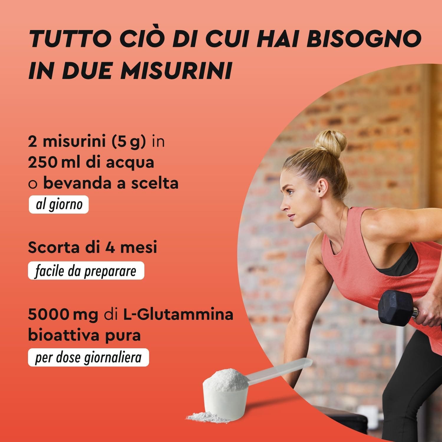 L-Glutammina in polvere 600 g — Aminoacido 5.000 mg 💊