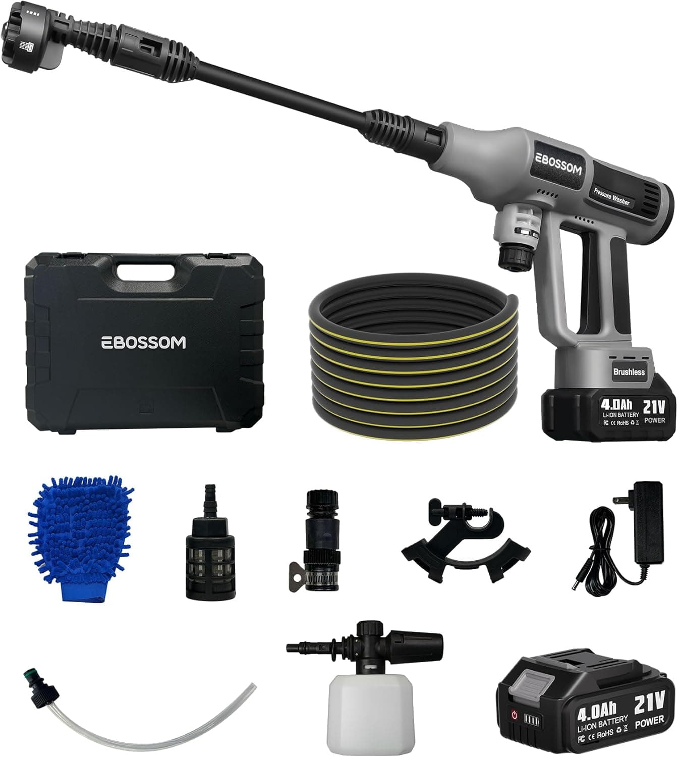 Idropulitrice a batteria 65 Bar portatile con pistola e ugelli 🚿