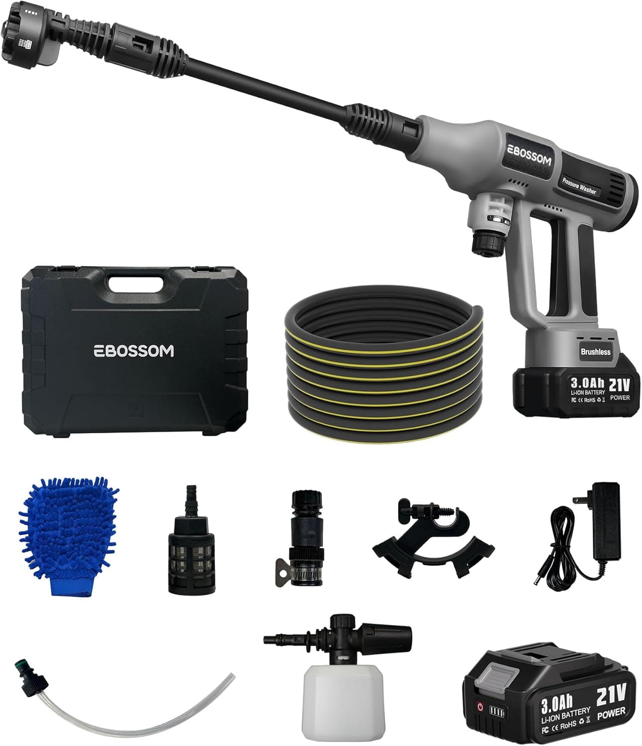 Idropulitrice a batteria 65Bar 6‑in‑1 con 2×3Ah batteria 🧰