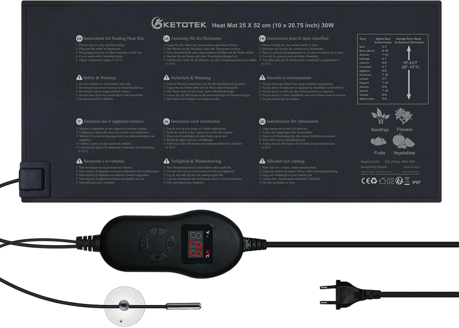 KETOTEK Tappetino riscaldante per piante 30W 🌱