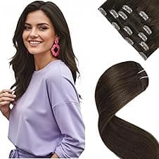 LaaVoo Extension capelli veri clip marrone scuro 30 cm 80 g 💇♀️