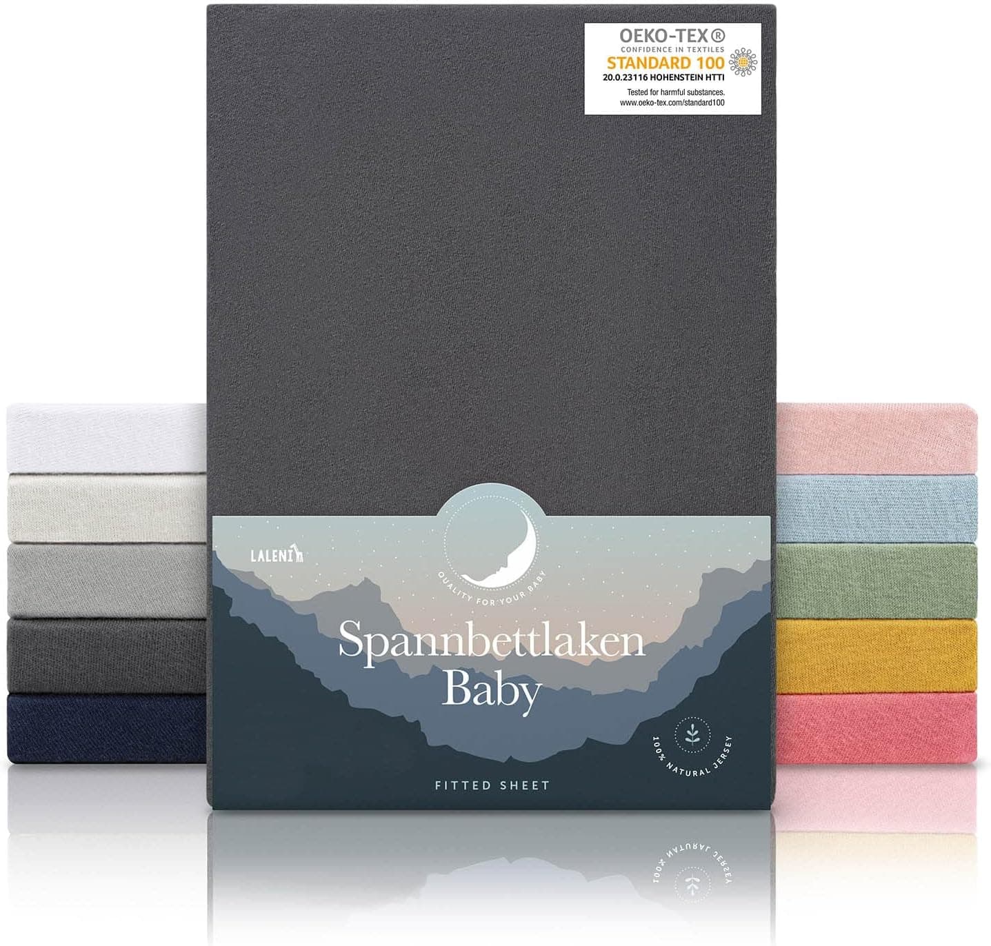 Laleni Lenzuola Culla 40x90cm in cotone 135gsm, antracite 🛏️