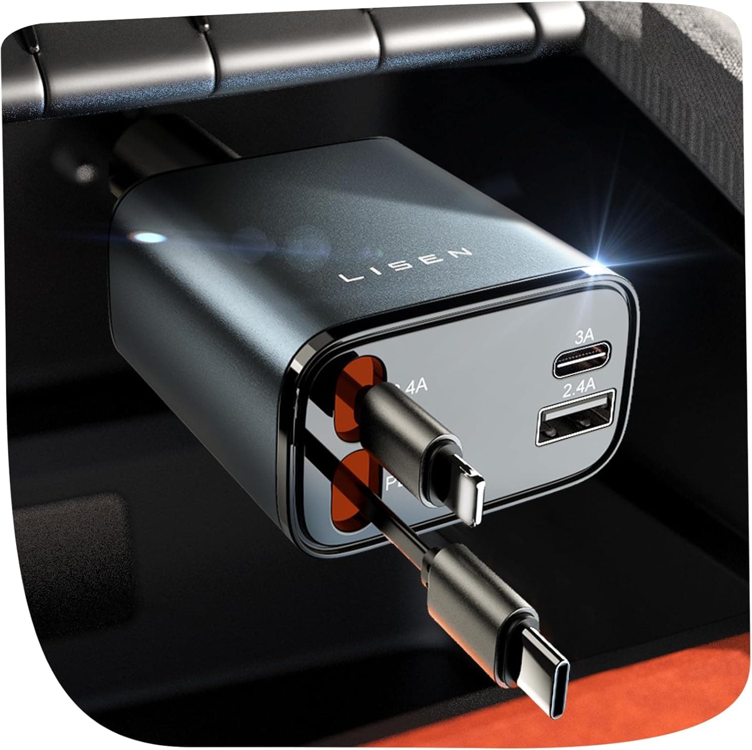LISEN Caricatore auto USB-C 69W PD 3.0 retrattile 🚗