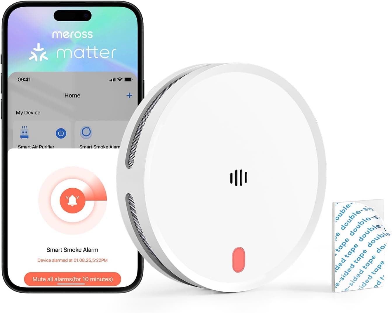 Meross Rilevatore di fumo Wi‑Fi connesso 33 mm 📷