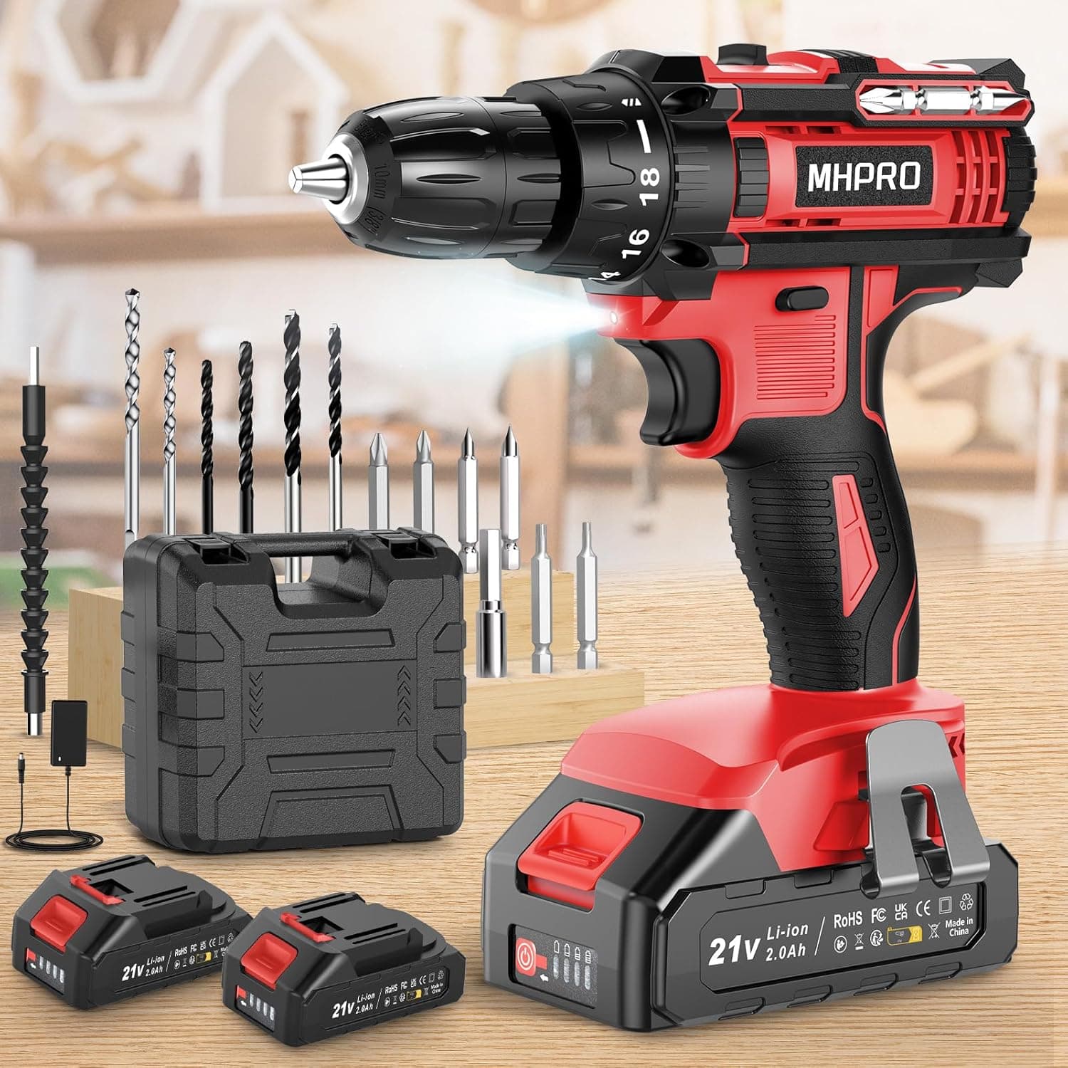 MHPRO Trapano Avvitatore 21V con 2 batterie 2,0Ah 🛠️