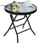 Thumbnail principal de PHI VILLA Tavolino rotondo pieghevole in vetro e metallo 🪑