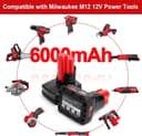 Thumbnail 5 de Powarobor M12B6 Batteria 12V 6,0Ah per utensili elettrici🔋