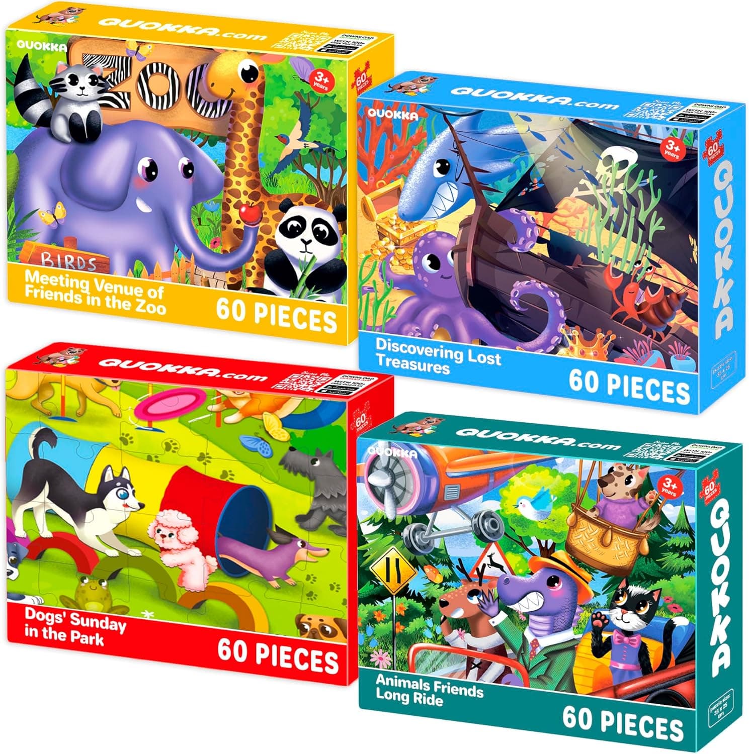 QUOKKA Puzzle bambini 4x60 pezzi educativi per 4–8 anni 🧩