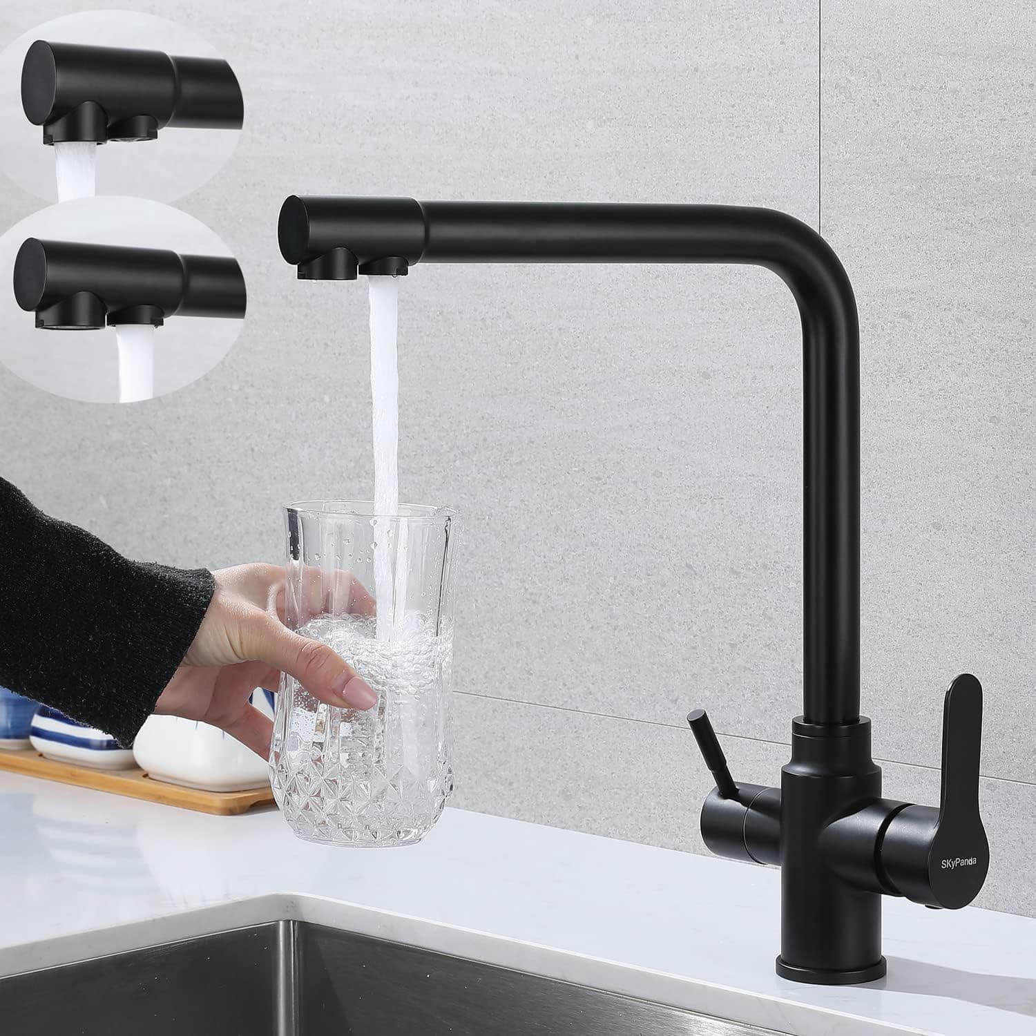 Rubinetto cucina 3 vie miscelatore girevole 360° in acciaio inox SUS304 🚰