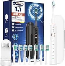 Spazzolino elettrico sonico sbiancante 5 modalità con 8 testine 🎧