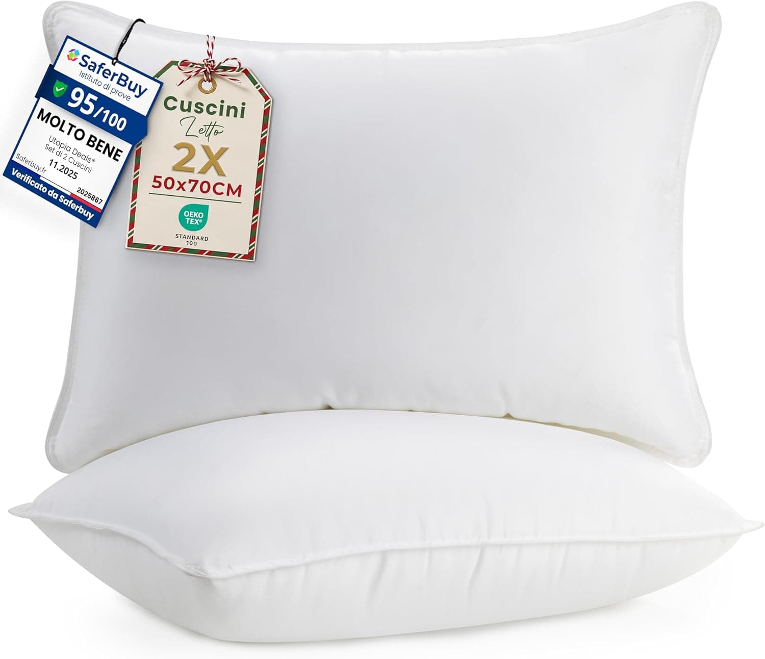 Utopia Bedding Cuscini 50x70 set da 2 – guanciali in fibra 🎯