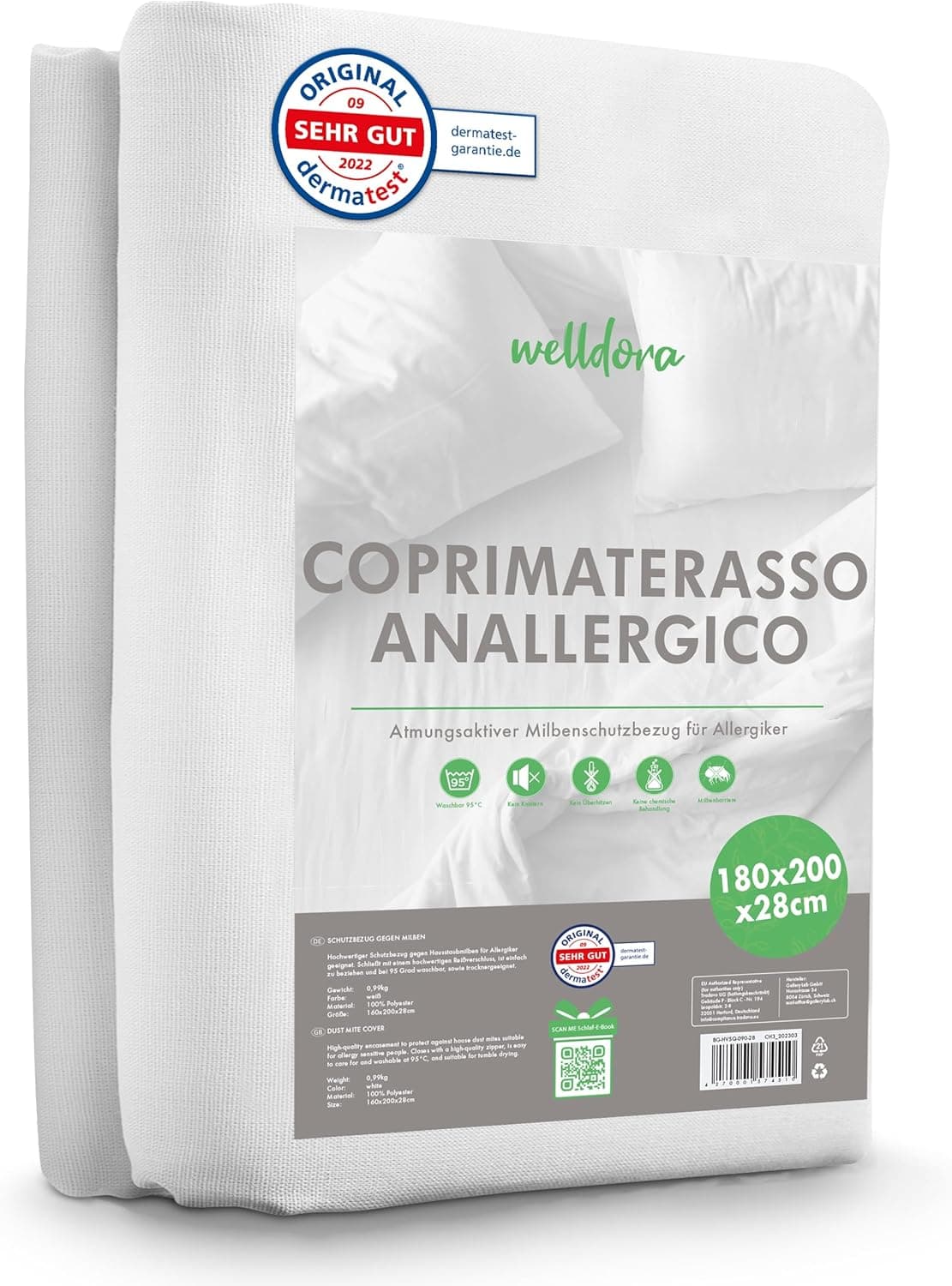Welldora Coprimaterasso Antiacaro 180x200x28 cm 🛏️