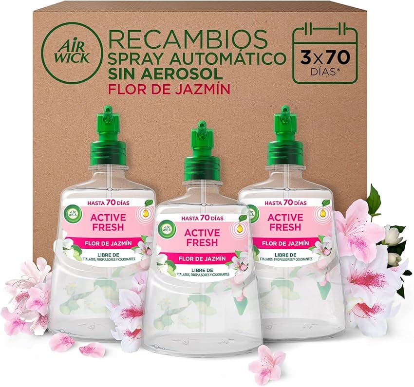 Air Wick Active Fresh Spray Automático - Pack 3 Jazmín 🌸