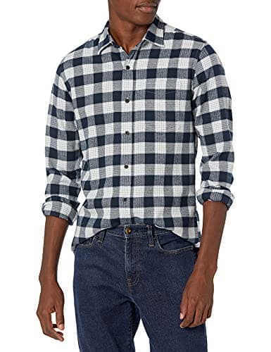Amazon Essentials Camisa de franela S azul marino cuadros escoceses 👕