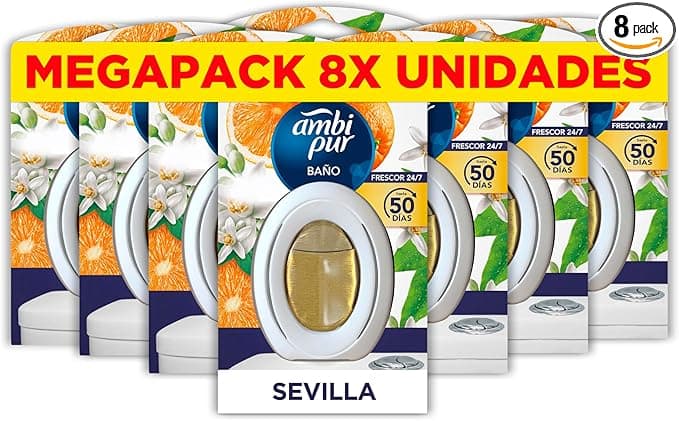 Ambipur Ambientador Baño Naranja y Canela 8 unidades 🍊