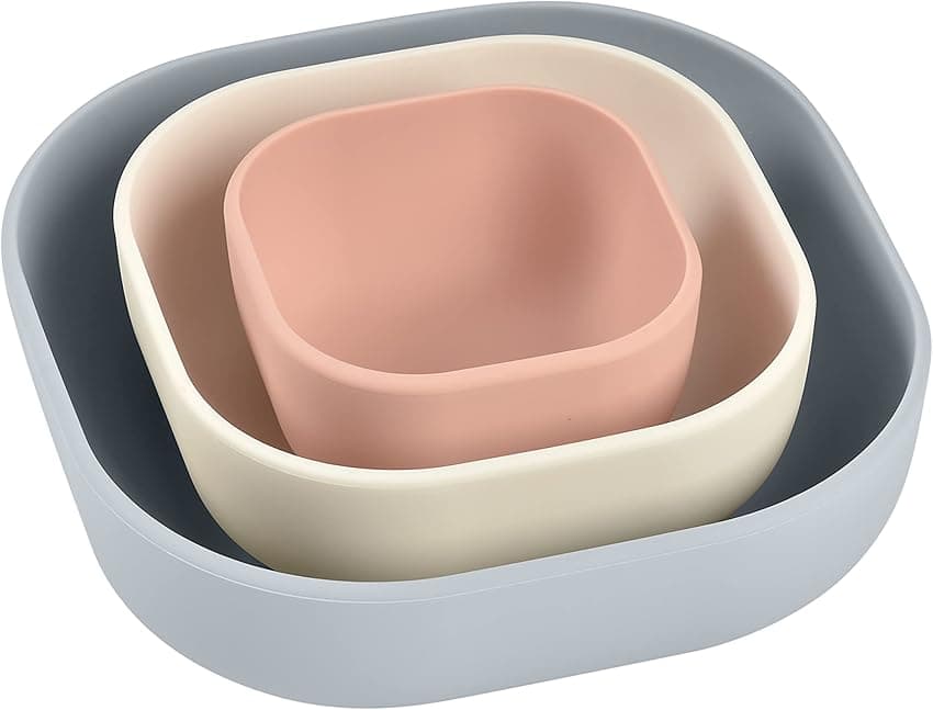 Imagen de BÉABA Juego vajilla silicona 4 piezas bebé rosa 🍽️ en OfertitasTOP