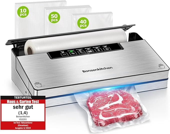 Bonsenkitchen Envasadora al Vacío con 5 modos y Bolsas 🍽️