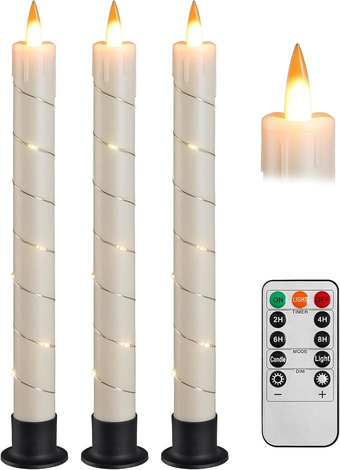 Da by 3 Velas Cónicas LED sin llama con control remoto, 9.6" ✨