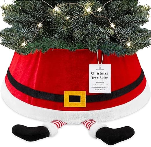 DECO EXPRESS Falda de Árbol de Navidad 🎄 Diseño Santa Rojo