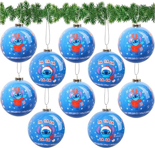 Disney Stitch Bolas de Navidad 🎄, Pack de 10 Accesorios