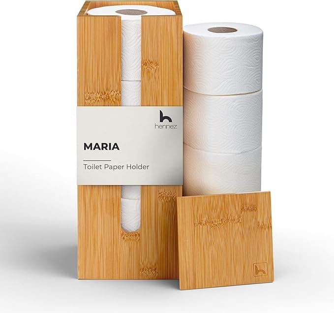 Dispensador de papel higiénico de bambú con tapa 🧻