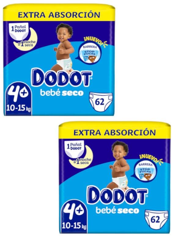 Imagen de Dodot Pañales T4+ 2x62 uds pañales 10–15 Kg en OfertitasTOP