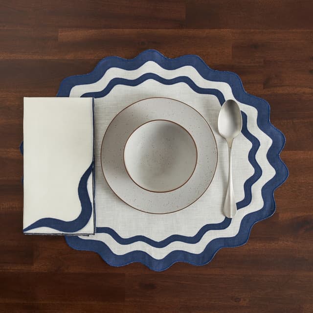 Los Encajeros Mantel Individual Lino Olas 🧵