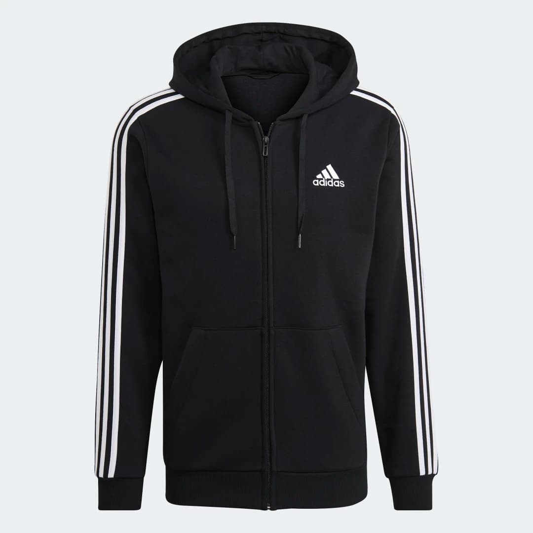 Imagen de Essentials Fleece 3-Stripes Full-Zip Sudadera con capucha 👕 en OfertitasTOP