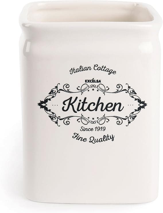 Excelsa Porta Utensilios Cocina Cerámica Blanco Marfil 🥄