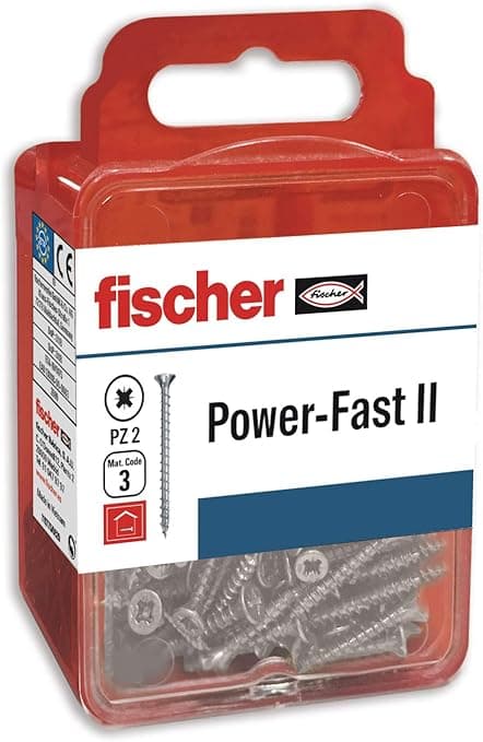 fischer Power-Fast II 🪚 Tornillos para madera 4x35mm, 12 pcs