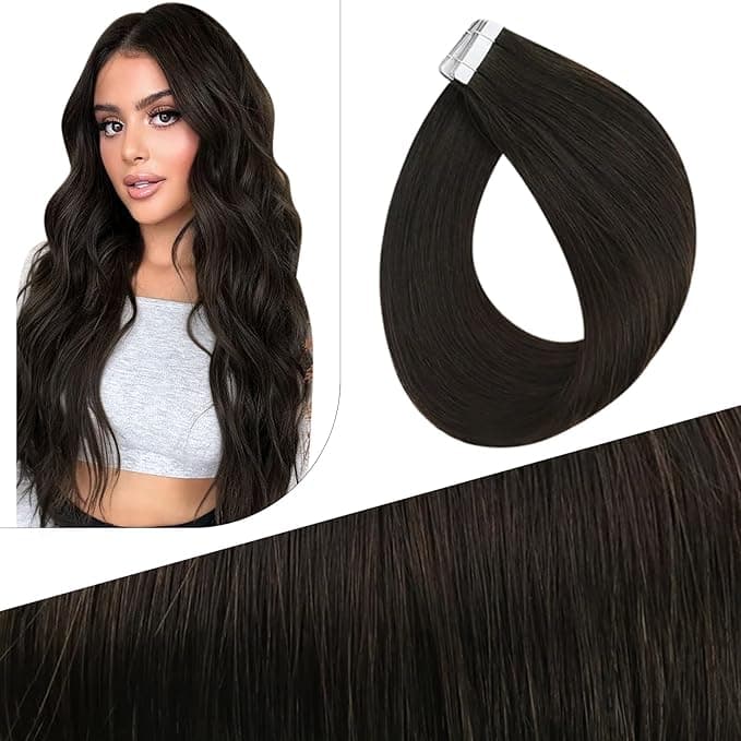 Fshine Extensiones Inyectadas de Cabello Humano Marrón Oscuro 60cm