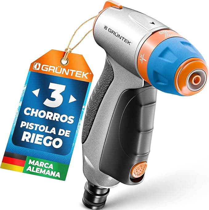 GRÜNTEK Pistola de Riego de Metal con Chorro Alto Presión 💧