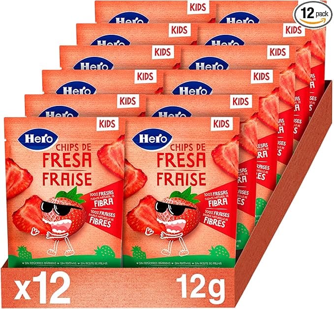 Hero Kids Chips de Fresa 🍓 Sin Azúcar, 12x12g