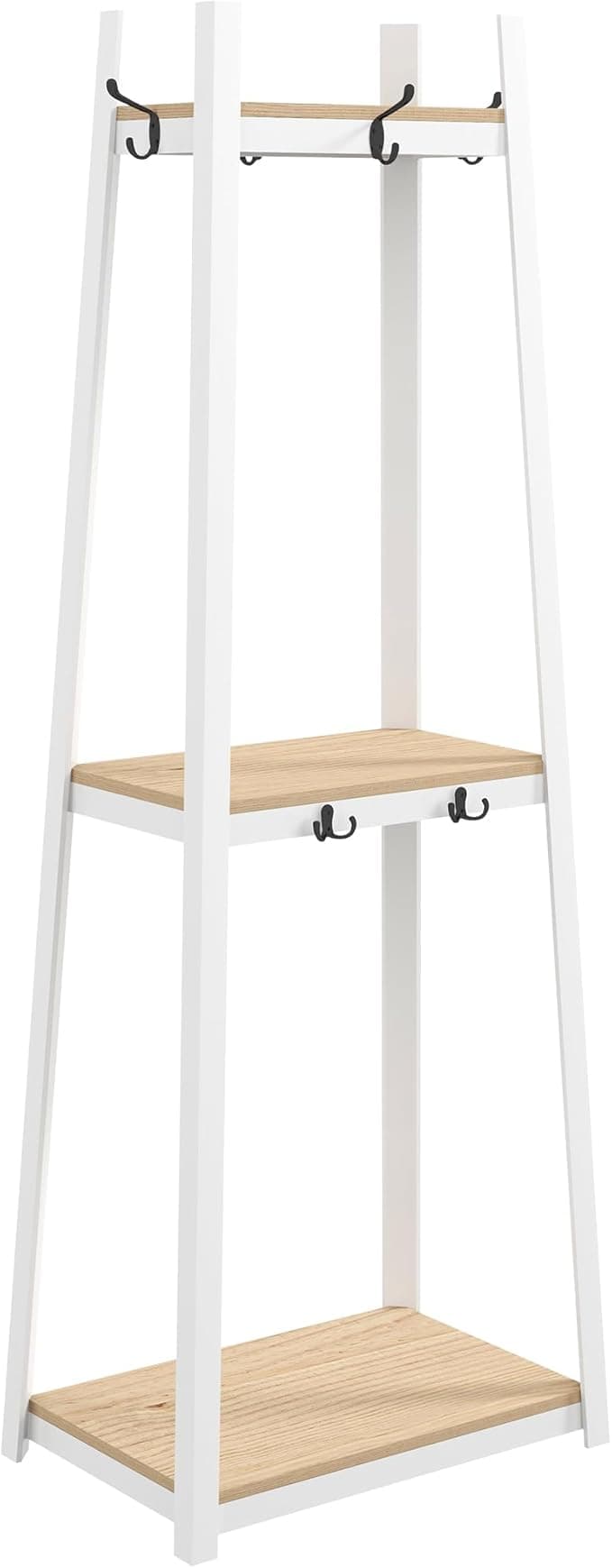 HOMCOM Perchero de Pie con Ganchos y Estantes 🌿