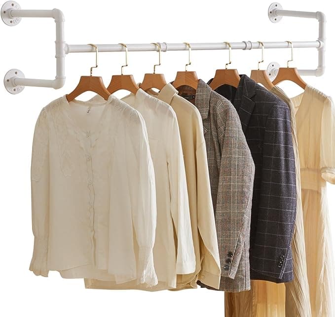 IBUYKE Perchero de Pared Industrial con Barra de Ropa 🧥