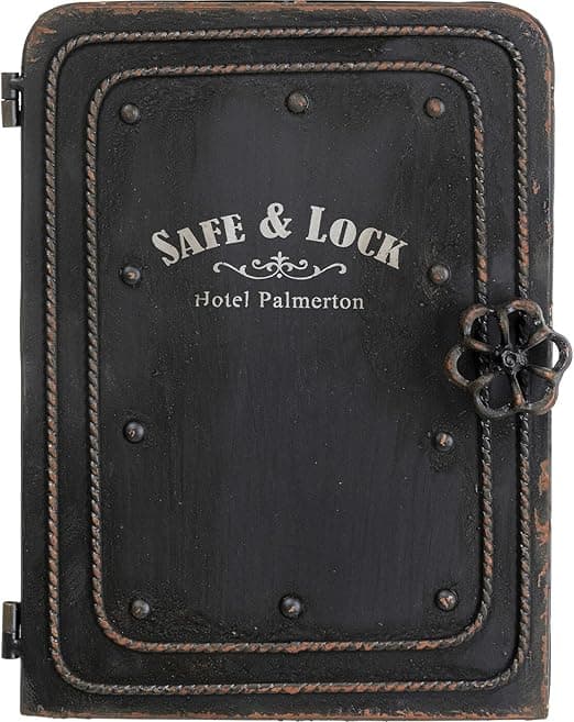 Kare Design Caja Fuerte Vintage con Ganchos, Negro, 31x24x13 cm