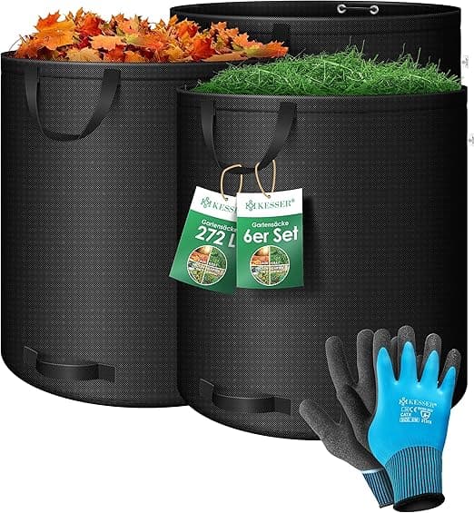 KESSER® Sacos de jardín 272 l con guantes y asas 🍃