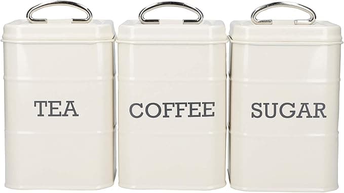 KitchenCraft Living Nostalgia Tarros de Té, Café y Azúcar ☕️