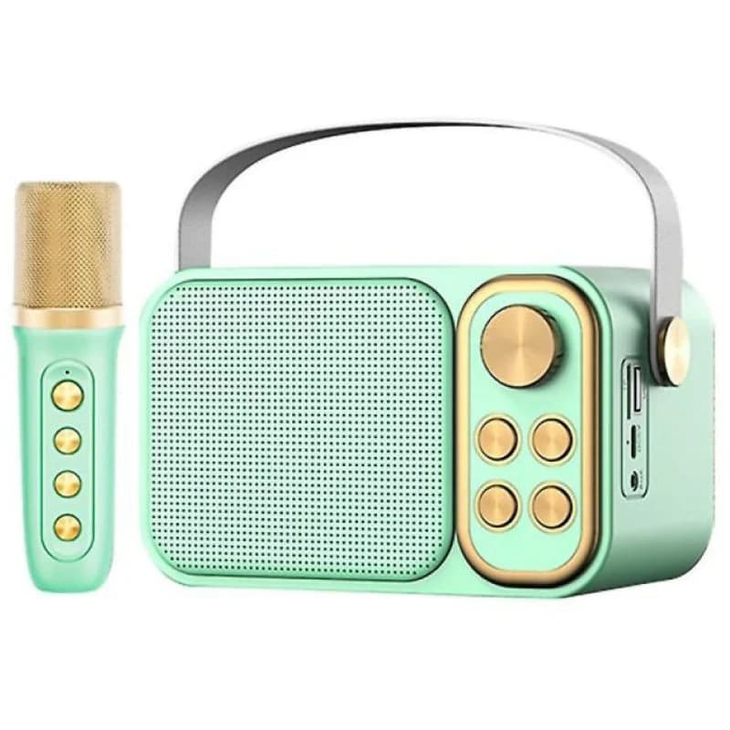 Imagen de Klack Karaoke Retro 10 W Verde con subwoofer y micrófono en OfertitasTOP