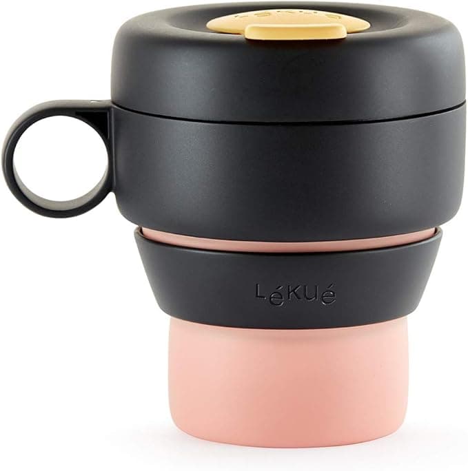 Lékué Mug To Go Coral ☕ Taza Colapsable para Té o Café