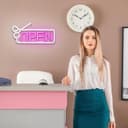 Thumbnail 5 de Letrero de neón rosa y blanco LED para pared, USB, Open
